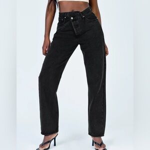 Princess Polly Black Straight Leg Jeans